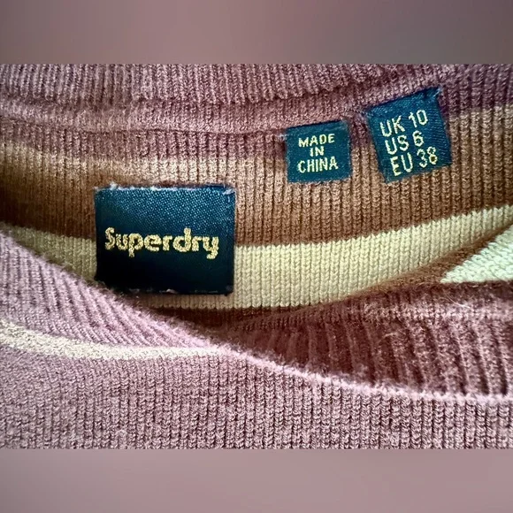 Superdry cropped striped fine knit sleeveless sweater US size 6 - Picture 3 of 11